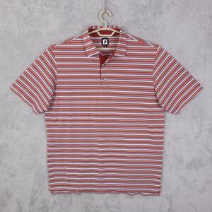 Footjoy Polo Shirt Mens Size XL Short Sleeve Striped Performance Golf Buttons